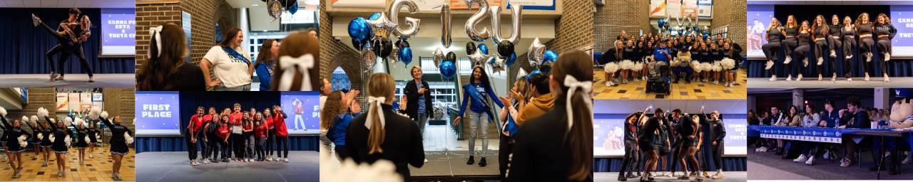 homecoming header featuring pep rally and royal crowning festivities
